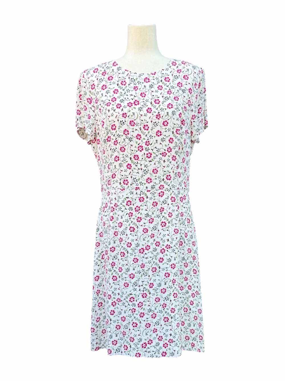 Brooks Brothers White Midi Dress with Pink Floral Print